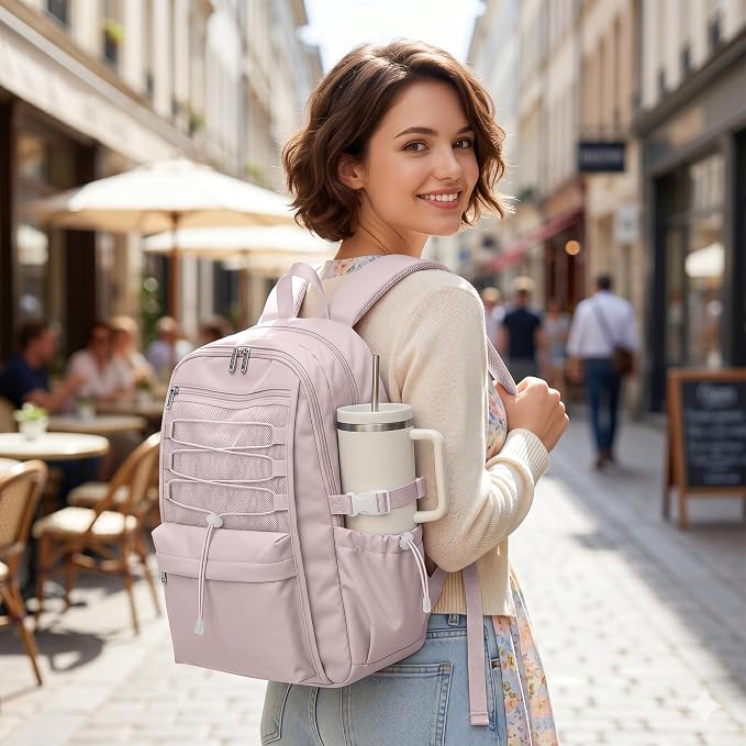 suwasp College Backpack for Women, Waterproof Laptop Backpack Fits 15.6 Inch Laptop, School Bookbag with Water Bottle Pocket, Anti Theft Work Backpack for College, Travel, Commuter,