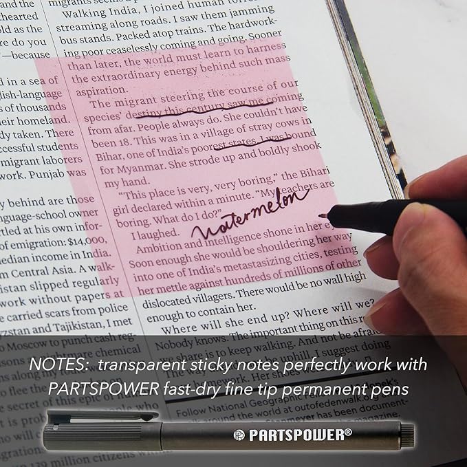 PARTSPOWER Super Transparent Sticky Notes, Jewel Tones 3X3 Inch 12 Packs See Through Annotating Sticky Notes for Annotating, Bible Study Supplies, Office School Supplies, 3 Sets 12 Pads