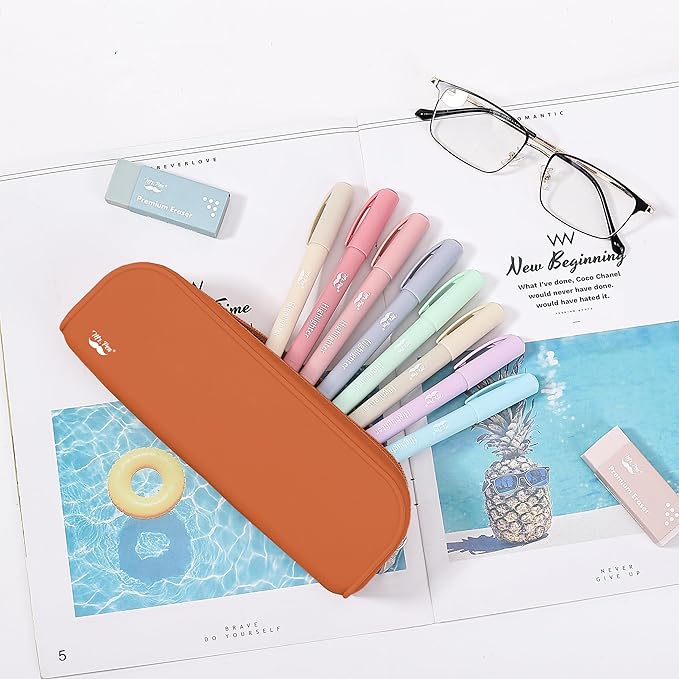 Mr. Pen- Silicone Pencil Case, Aesthetic Pencil Bag for Women, Makeup Pouch, Multifunctional Pouch for Stationery, Cosmetics and Electrical Goods Storage