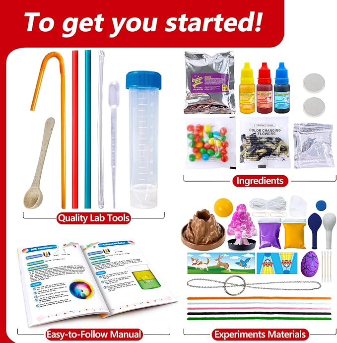 UNGLINGA Science Kits for Kids with 50 Experiments Chemistry Set, Volcano, Crystal Tree, Magic, Educational S.T.E.M Toys Birthday for Boys Girls