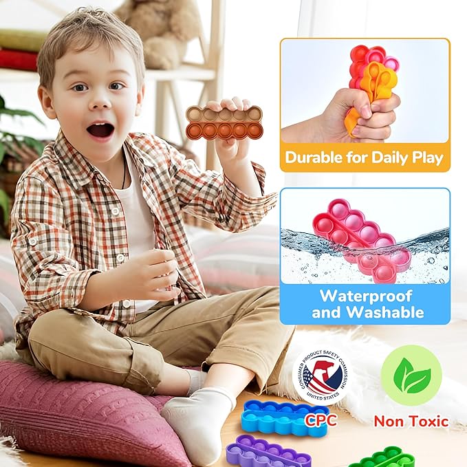 JoyCat 24 Pack Pop Fidget Party Favors for Kids, Bulk Sensory Toys for Classroom Prizes, Goodie Bag Stuffers, Treasure Box Toys, Travel Toys and Stocking Stuffers
