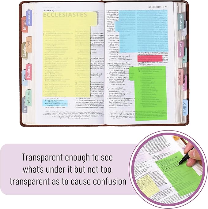 Mr. Pen- Transparent Sticky Notes Set, 380 Pack, Transparent Sticky Notes Tabs with Black Fineliner Pen for Bible Study, Office, School, Planning, Journaling & Organization