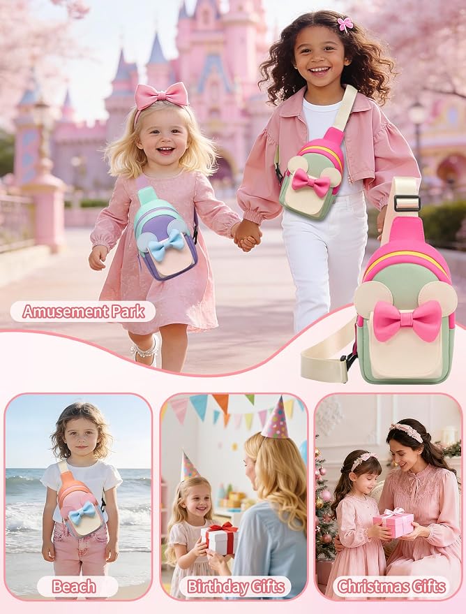 Birthday Back to School Gifts for Girls 3-8, Kids Fanny Pack Toddler Purse | Cute Fashion Sling Crossbody Bag for 3 4 5 6 7 8 Year Old Girls with Adjustable Strap. Perfect for Travel Holiday Essentials