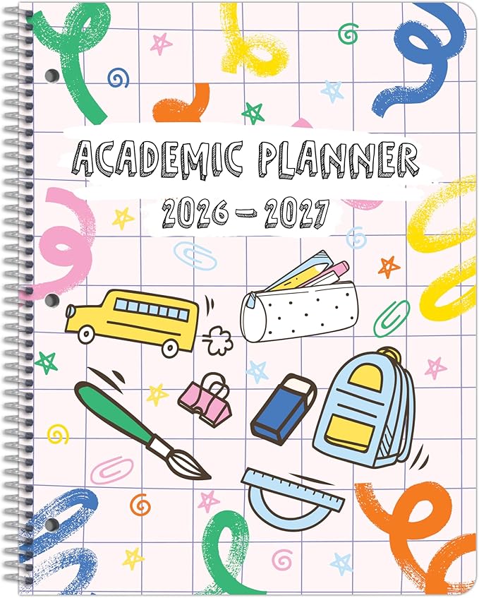 Dated Elementary Student Planner 2026-2027 Academic School Year, Large (8.5" by 11") Matrix Style Datebook with Create Cover