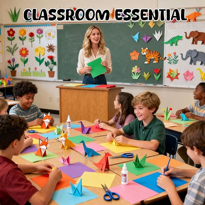 Koogel 250 Sheets 6" X 6" Origami Paper Double Sided Color, 25 Assorted Colors Colored Paper, for Kids Folding Crafting Scrapbooking, Classroom Teacher Supplies, Beginner