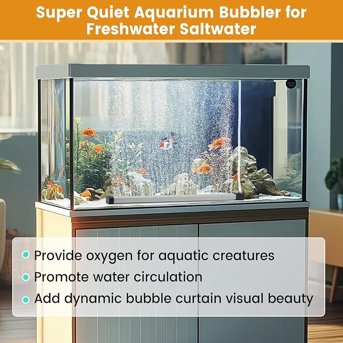 hygger Aquarium Bubble Strip, Nano Air Bubble Curtain Wall Aquarium Air Stone Kit, Quiet High Dissolved Oxygen Diffuser Fish Tank Bubbler Decorations for Freshwater Saltwater (5.9 Inch)