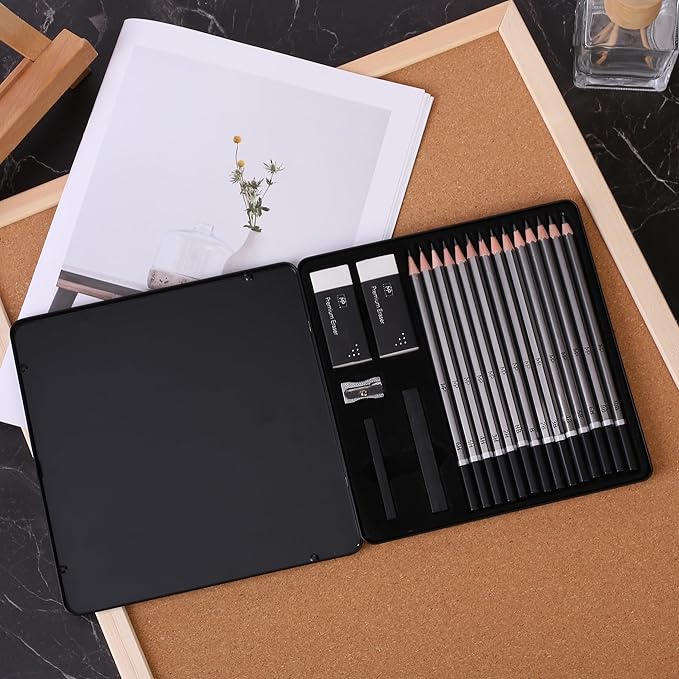 Mr. Pen- Drawing Sketching Pencil Set, 19 pcs, Graphite Pencils (10B-6H), Graphite Sticks, Erasers, Metal Sharpener, for Drawing, Sketching, Shading & Art Projects