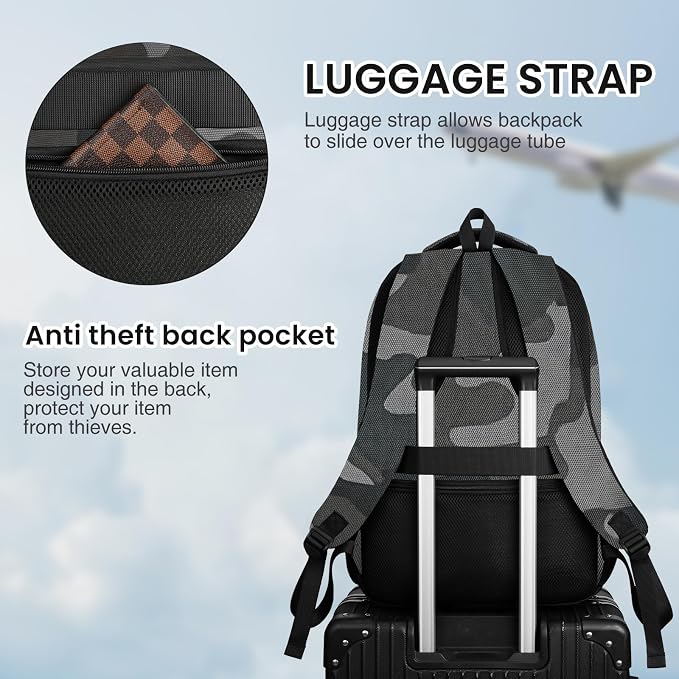 Paude Backpack Cam Black,School Backpack for Teens Adults Laptop Bookbag for High School College Students Back Pack for Work