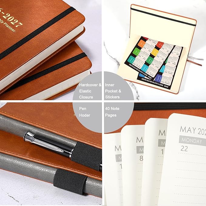 2026-2027 Planner - Planner 2026-2027 Weekly and Monthly with Stickers, JUL. 2026 - JUN. 2027, 5.75" X 8.25", Academic Calendar Planning with Premium Paper, Pen Holder, Inner Pocket and 44 Notes Pages