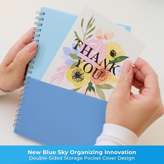 Blue Sky 2026-2027 Weekly and Monthly Academic Year 15 Month Planner Calendar, April 2026 - June 2027, 5" x 8", Flexible Cover With Pockets, Wirebound, Storage Pocket, Blues