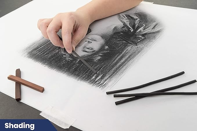 Pacific Arc 2 Pack Artist Vine Charcoal, Medium, Black 4 Charcoal Sticks for Drawing, Sketching, and Fine Art …