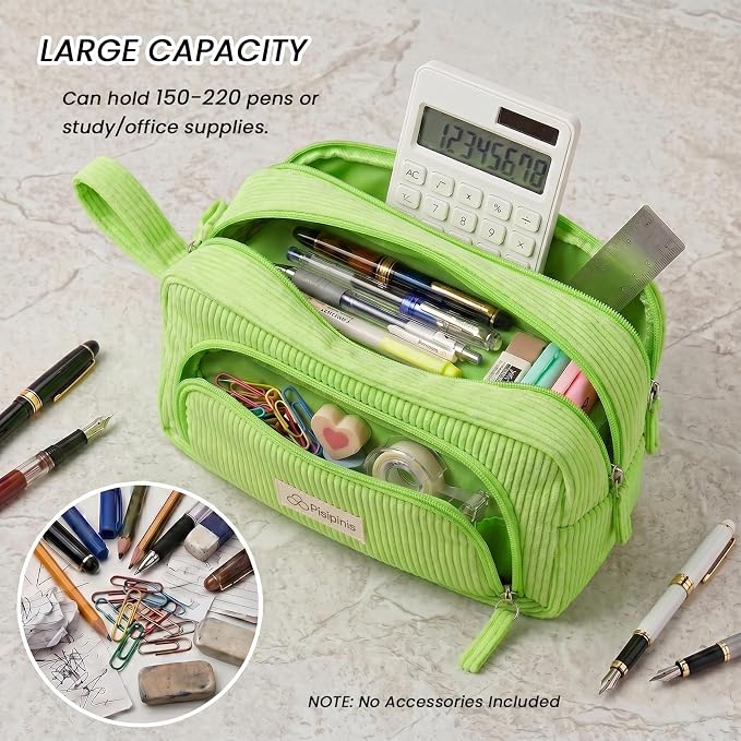 Large Pencil Case Pouch, Soft Corduroy Pen Bag with Zipper, Pencil Organizer, Cute Aesthetic School Supplies for Teen Girls Adults