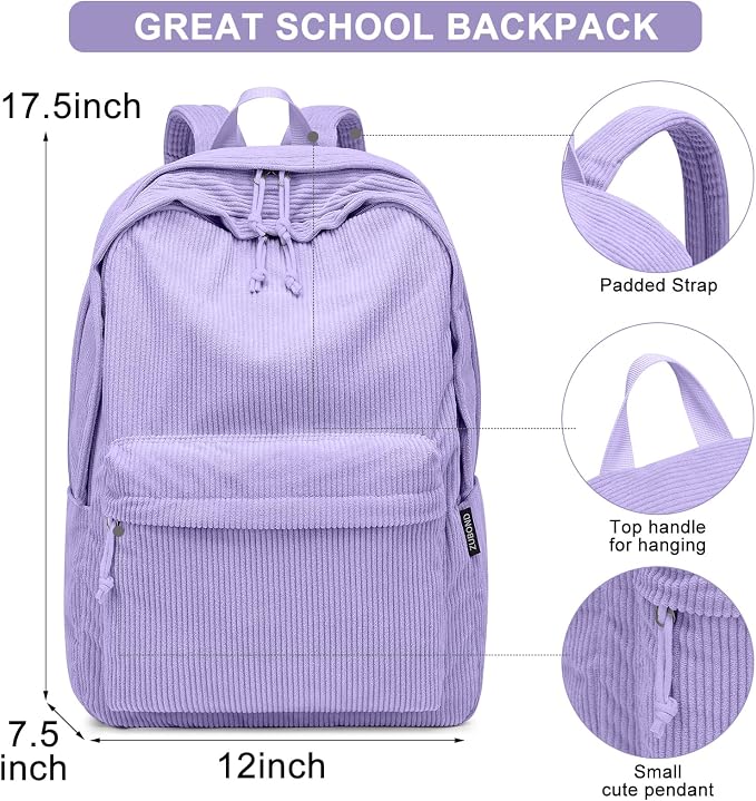 ZUBOND Girls Backpack, Lightweight School Bookbag for Teens, College Students Women & Men, Cute Large Laptop Backpack Fits 15.6 Inch Notebook