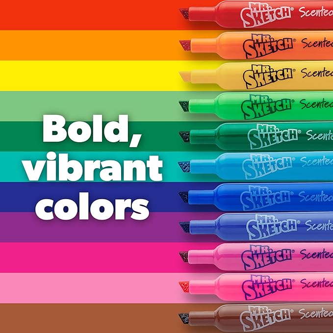 Mr. Sketch Scented Markers, Chisel Tip, Assorted Colors, 12 Count - Fun for Kids, Coloring, Spark Creativity, Arts & Crafts