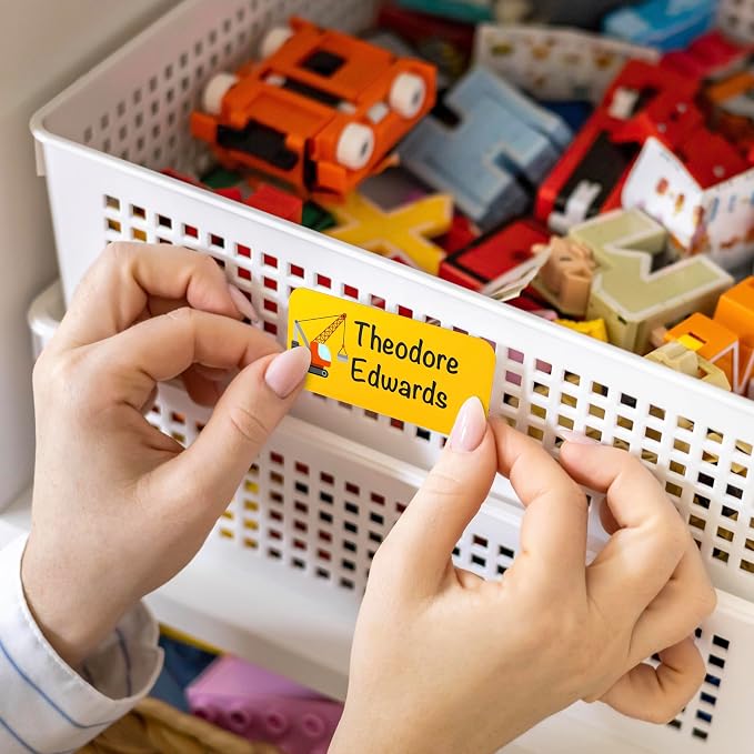 Personalized Waterproof Name Labels for Kids | Optional Packs 50, 150, 230 Labels | Custom Name Stickers for Kids' Clothing Tag, Water Bottle, Customize Kid Name Label for Daycare Construction