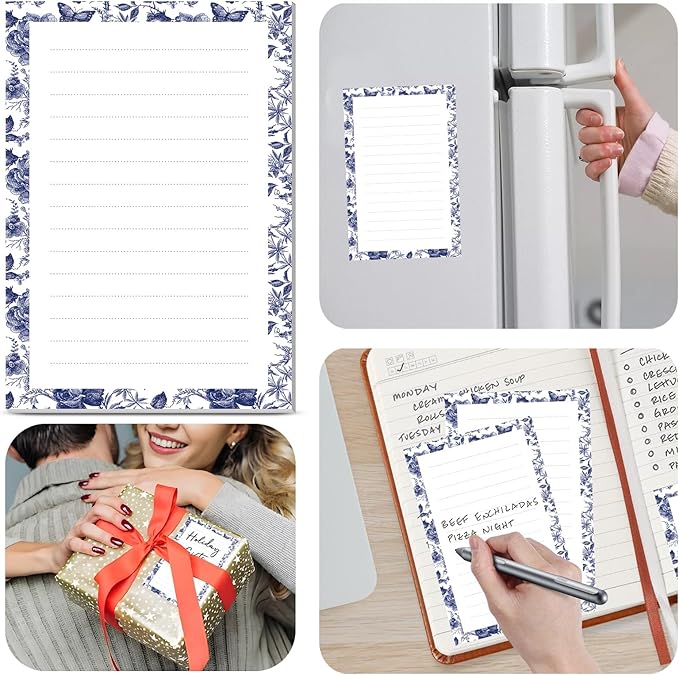 2 Pack Lined Sticky Notes 4x6 in, Cute Self-Stick Notepads with Lines, Large Memo Pads Strong Adhesive for Office, Home Luxury Boho Flowers