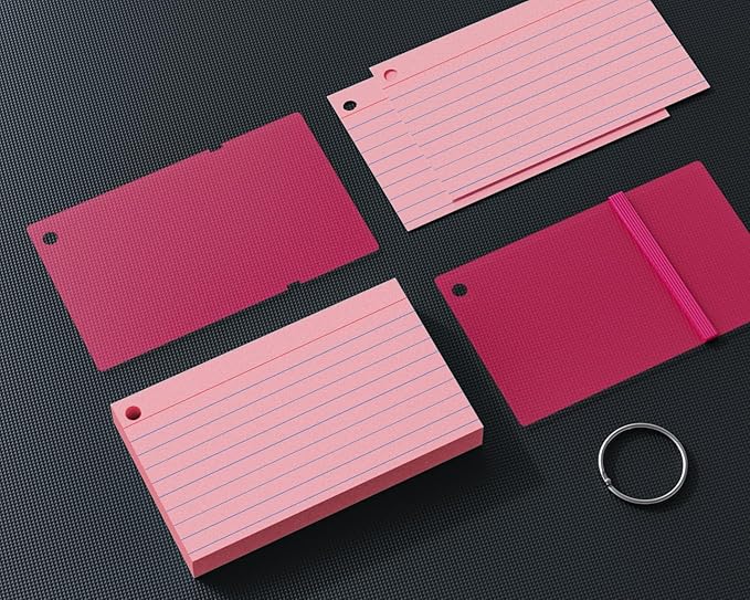 Colored Index Cards 3x5, Flash Cards with Ring, 200 PCS, Ruled Note Cards, Flash Cards for Studying, 3x5 Note Cards for Office, Home, School
