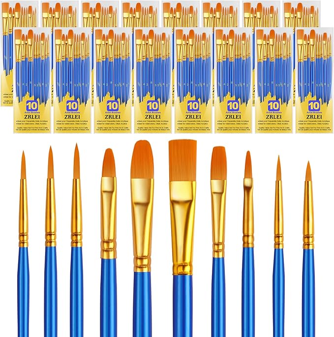 Paint Brushes Set, 160Pcs Round Pointed Tip Artist Paintbrushes for Acrylic Painting Oil Watercolor Canvas Boards Rock Body Face Nail Art, Halloween Pumpkin Ceramic Crafts Supplies，Blue