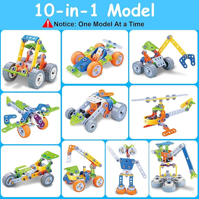 10 in 1 STEM Toys for 4 5 6 7 8+ Year Old Boy Girl Birthday Gifts Building Toys Stem Kits Activities for Kids Ages 4-8 5-7 6-8 Educational Learning Boy Toys Age 3-5 4-6 8-10 Engineering Creative Games