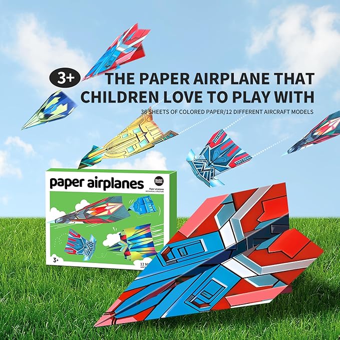 Vexorith Paper Airplane Kit,Origami Kit for Kids Ages 8-12, DIY Origami Plane,with 16 Classic Designs 36 Sheets of Colorful Origami Paper Designs Best Gift for Your Child(Digital Manual Only)