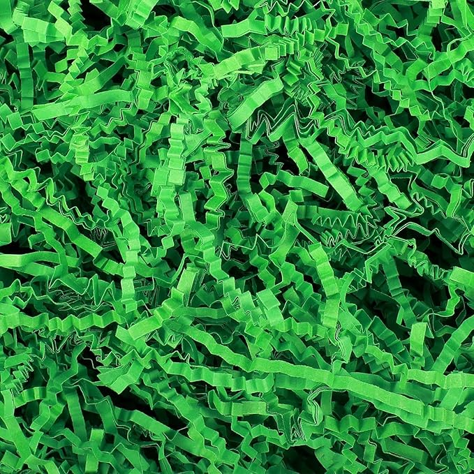 Ankelesz 50g Easter Raffia Grass Paper Shred for Gift Wrapping Basket and Gift Box Filling，Crinkle Cut Paper for Wrapping (Green)