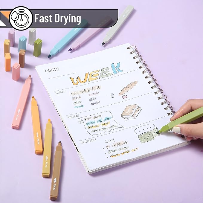 Mr. Pen- Aesthetic Highlighters No Bleed, 8 Pack, Moss Garden, Chisel Tip, Cute Highlighters Assorted Colors for Journaling, Highlighting, Underlining, Fast Dry, Back to School Supplies