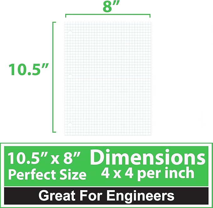 Graph Paper Loose Leaf Paper Quad Ruled Notebook Paper Quad Ruled 4” x 4” Square Lined Writing Filler Paper 10.5” x 8” 7200 Sheets 150 Sheets Per Pack 60 gsm (48 Pack)