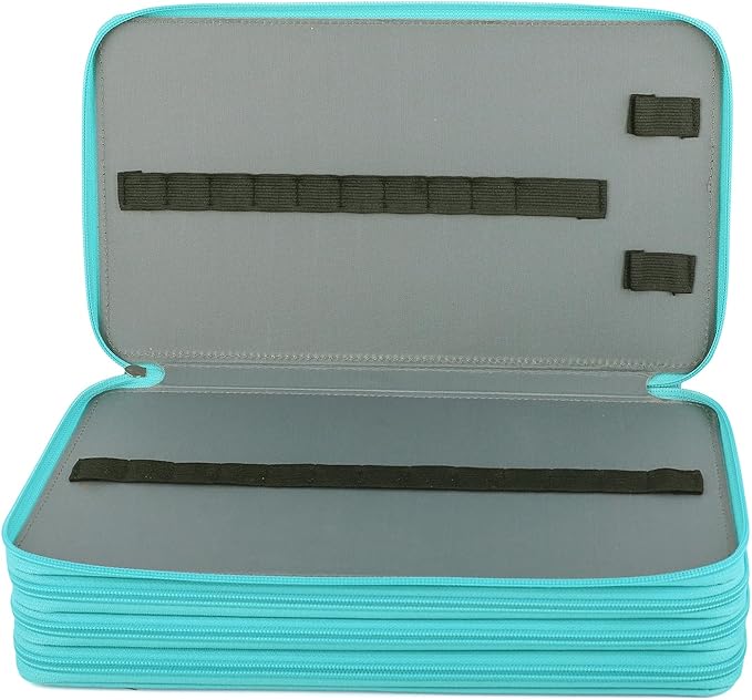 Vomgomfom 300 Slots Marker Bag, 4-Layer Zipper Portable Art Supply Organizer, PU Leather Large Capacity Marker Case Holds 100 Markers or 300 Colored Pencils with Handle (Green)