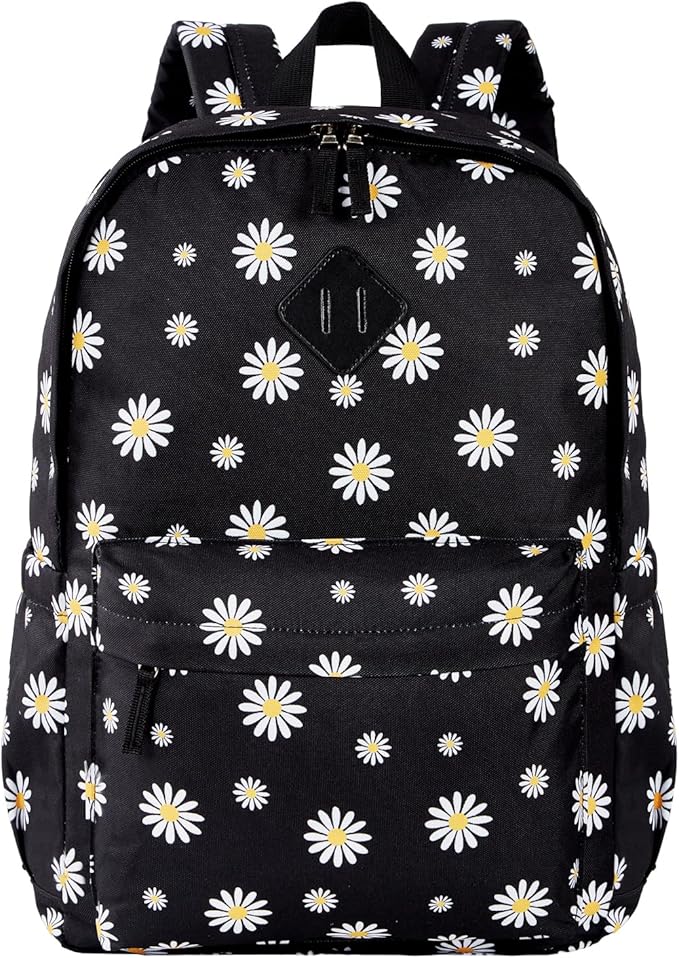 KK CRAFTS Preschool Backpack Kindergarten Little Kids Toddler Elementary School Backpacks for Boys and Girls with Chest Strap(17Inch, Daisy-Black)