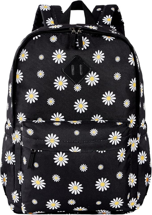 KK CRAFTS Preschool Backpack Kindergarten Little Kids Toddler Elementary School Backpacks for Boys and Girls with Chest Strap(17Inch, Daisy-Black)