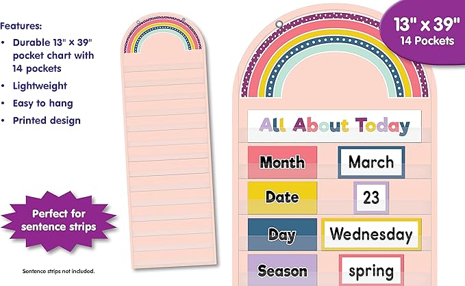 Teacher Created Resources Oh Happy Day Rainbow 14 Pocket Chart (13" x 39")