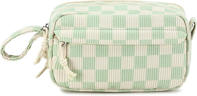 Bluboon Big Capacity Pencil Case Pencil Pouch Pen Case School Supplies Cute Pencil Box Pencil Bag for Teen Girls Boys Women Man (Green White Checkered)