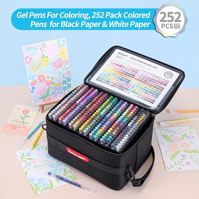 Gel Pens For Coloring, 252 Pack Colored Pens for Black Paper, 0.6MM Point