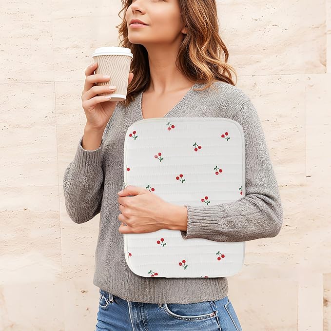 Puffy Laptop Sleeve 13-15.6 Inch Cute Quilted Laptop Protective Case Padded Floral Computer Sleeve for MacBook (B-Cherry, 13 Inch)