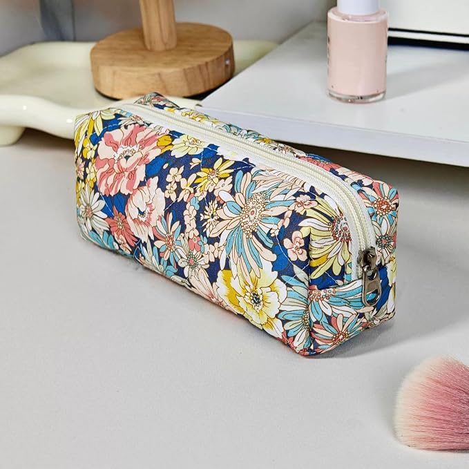 Pencil Case Office College School Storage Bag Pouch Holder Box Organizer Makeup Pouch Cosmetic Bag Aesthetic Cute Pen Case for Girls Boys Kids (Mixed flower)