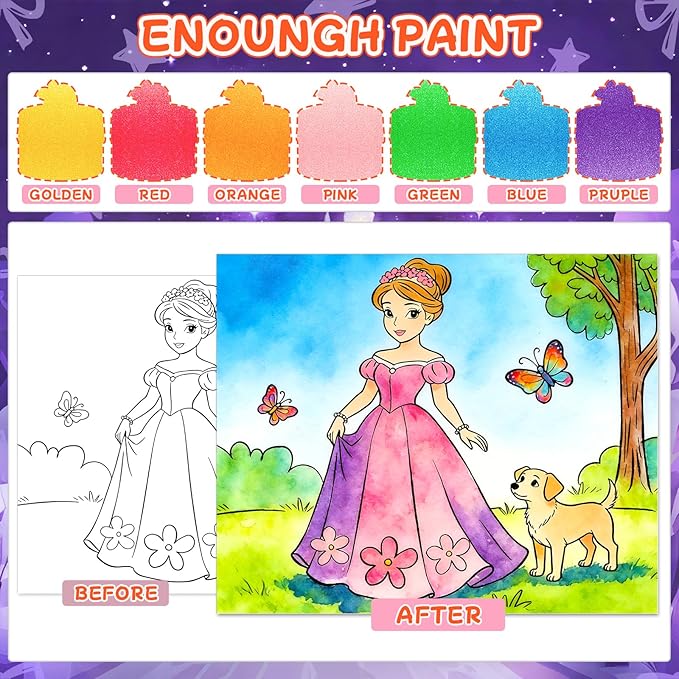 CHICAUP Paint with Water Coloring Books for Kids, Mess Free Watercolor Painting Kit Painting Activity for Kids Ages 3-5 4-8, Arts Crafts Drawing Gift Toy for Boy Girl