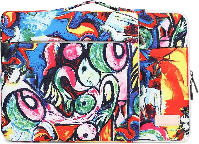 360° Protective Laptop Sleeve Case Bag with 3 Pockets,Handle,Luggage Strap for MacBook Pro 14 inch and 14 inch-14.4 inch Screen Laptop (Graffiti)