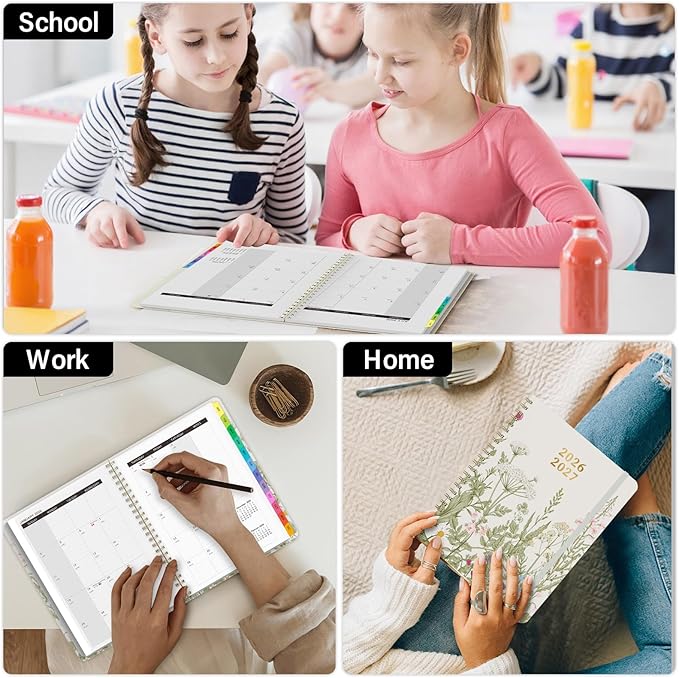 Academic Planner 2026–2027, Weekly & Monthly Calendar Planner, July 2026 – July 2027, Hardcover A5 (6.3" x 8.5") Agenda with Tabs, School Planner for Students & Teachers, Garden Flowers