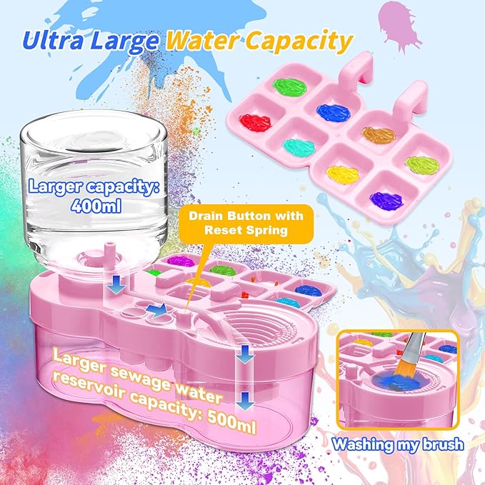 Paint Brush Cleaner, Multifunctional Acrylic Face Paint Brush Washing Station Brush Water Cup for All Purpose Oil Watercolor Painting Artist Professional Kit,Gift Art Supplies for Kid Adult