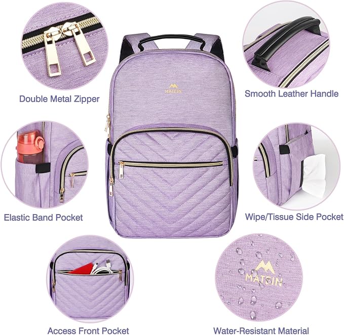 MATEIN 17 Inch Laptop Backpack, Womens College Backpack for School | Large Water Resistant Teacher Nurse Work Bookbag, Lightweight Daypack Computer Back Pack, For Commute & Travel, Light Purple
