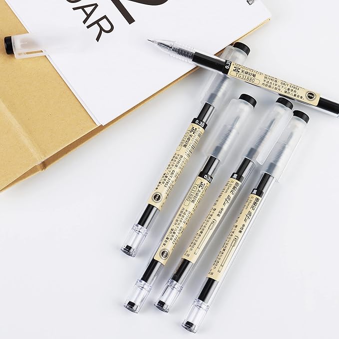 0.35mm Extra-Fine Japanese-Style Rollerball Pens, 12-Pack, Smooth Writing, Gift for Office & School, Note-Taking