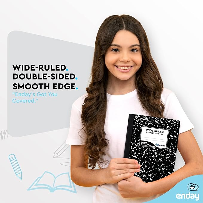 Composition Notebook Wide Ruled (48 Pack) - Marble Composition Notebook, Wide Ruled Composition Notebook, Composition Notebook Bulk, 100 Sheets Composition Books for School and Office, (Black Marble)