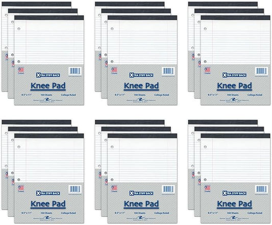 Roaring Spring Stiff Back Legal Pads, 18-Pack, 8.5"x11.75", 100 sheets of 15 lb White Paper Per Pad, 3-Hole Punched, College Ruled with Margin
