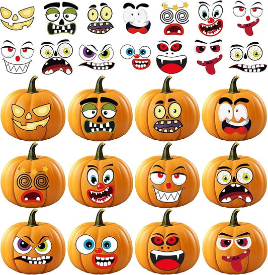 OHOME Halloween Party Favors - 36 Pack DIY Pumpkin Face Stickers for Kids - Halloween Games Toys Gifts Crafts Treats Accessories - Trick-or-Treat Pumpkin Decorations Activities Party Supplies
