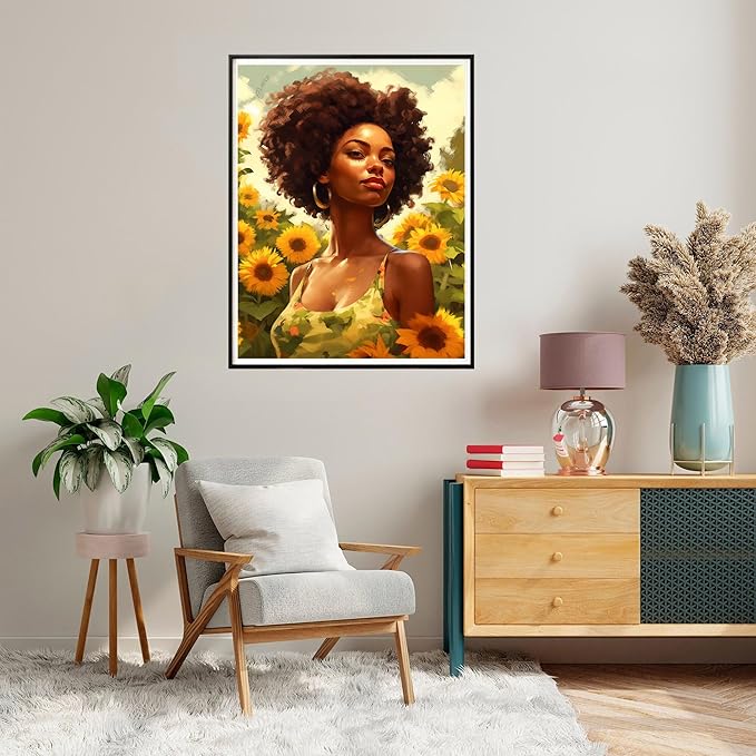 SKRYUIE Paint by Numbers Kit for Adults Beginner African Woman, Acrylic African American Oil Painting by Numbers Kits with PaintBrushes Paintwork Art Crafts Canvas for Home Decor 16x20 inch b