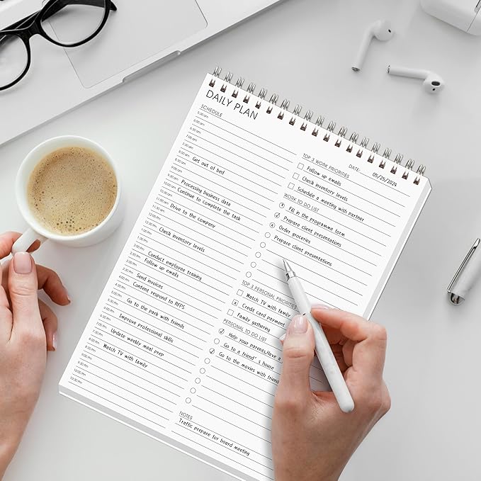 meDolove Hourly Schedule Planner To Do List Notepad Daily Planner 52 Double-Sided Sheets Notebook, 6.5" x 9.8",17 Hours for Organizing Work & Personal Life