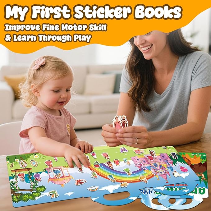 Reusable Sticker Book for Kids, 3 Sets Jelly Sticker Books for Toddlers 2-4 Years, Airplane Train Car Travel Essentials Toys for Kids 3-5