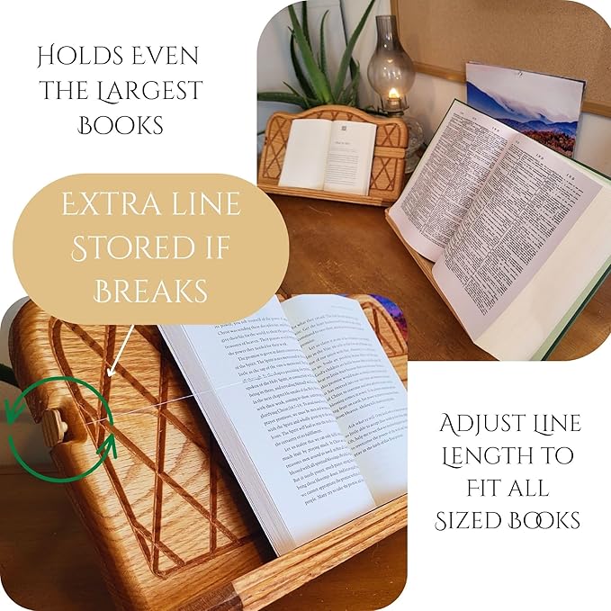 Revolutionary Book Stand for Hands Free Reading, Wooden Reading Rest, Desktop and Lap Page Holder, Adjustable Angle, Quick Page Turn for textbooks
