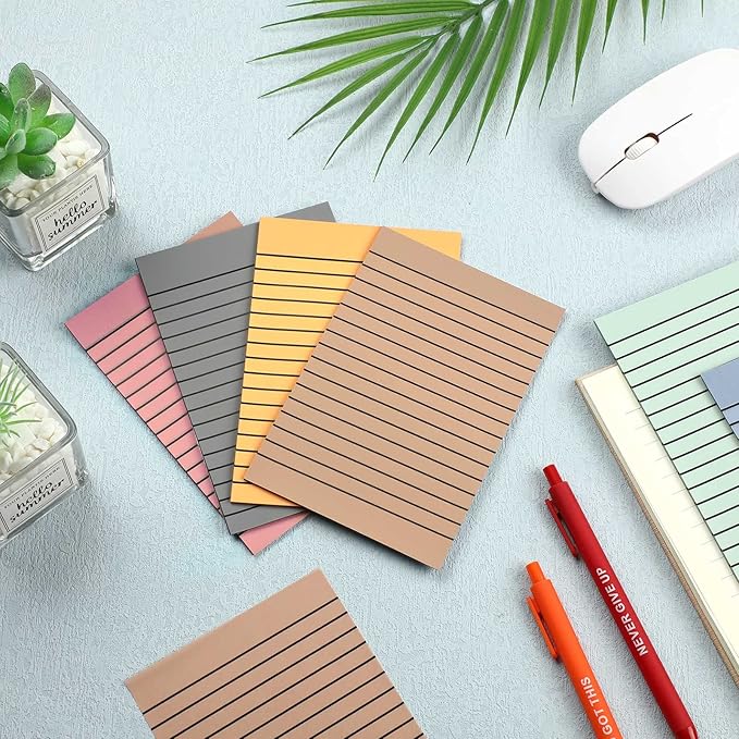 Yinder 6 Pack Pastel Transparent Sticky Notes Translucent Clear Lined Self Stick Note, Back to School Gifts for Bible Tabs, Book Tabs, School Supplies Office, 30 Sheets/Pack, 4 x 6'' (Retro Color)