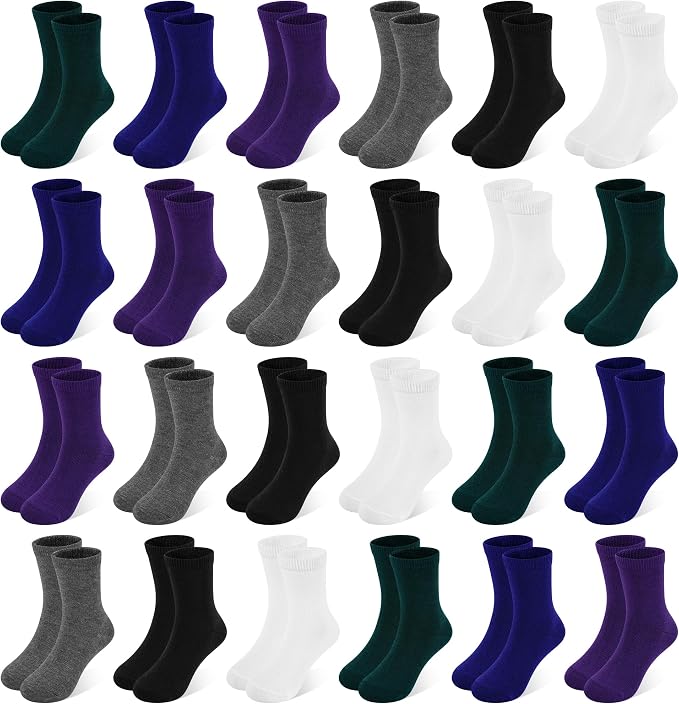 GENTABY Kids Socks 24 pairs Cozy Athletic Crew Socks for Boys and Girls(1-13Years)